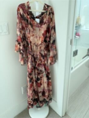 Boho Floral Maxi Dress in Multi-Color